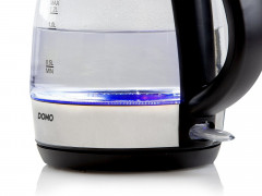 Domo Wasserkocher, 1.2 l, 2200 W, Glas LED Beleuchtung 360&deg; Edelstahlsockel, leise elektrisch ohne Kabel  Чайник Domo, 1,2 л, 2200 Вт, стеклянное светодиодное освещение, основание из нержавеющей стали на 360&deg;, бесшумный электрический без кабеля