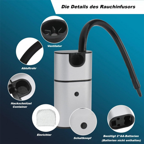 Lannister Lannister Multikocher Tragbarer Raucher Handraucherpistole Kuchengerate fur Lebensmittel, Fleisch, Getranke Kostenlose Reinigungsburste Schraubendreher Sieb  Мультиварка Lannister, портативная коптильня, пистолет для ручного курения, инструменты