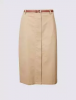 Marks & Spencer Юбка классическая c поясом, midi расклешённая, с высоким содержанием хлопка, 1 шт.