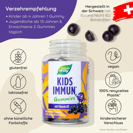 Nature's Way Immun Complex Kids Gummies Витамины для иммунитета детям, витамин C, D3, цинк и селен, экстракт бузины, для иммунной системы детей, 60 шт