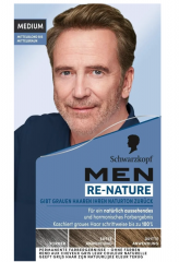 Schwarzkopf Men Re-Nature Medium, 2st,  Краска от седины для мужчин  постепенное восстановление цвета волос, средне-русый, 2шт