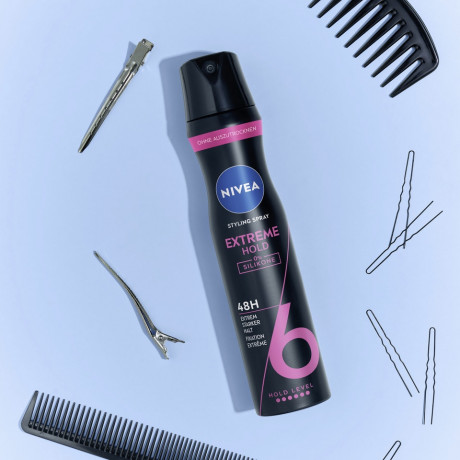 NIVEA Extremer Halt Haarspray, 250 ml, Нивеа Лак для волос, пантенол и витамин B3, экстремально сильная фиксация до 48ч, 250 мл