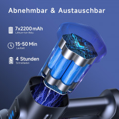 oyajia oyajia Akku-Stielstaubsauger freistehend Akku Staubsauger Kabellos mit 25000pa LED-Licht, 220,00 W, beutellos, 50 Min. Laufzeit, 6-in-1 Staubsauger fur Hartboden Teppiche Tierhaare Blau Беспроводной пылесос oyajia, отдельно стоящий беспроводной пыл