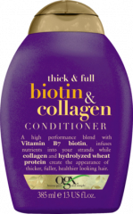 OGX Thick&amp;Fulltin  Biotin Collagen Conditioner 385ml x 2st, Кондиционер для Ломких и Тусклых Волос с Биотином, 385 мл x 2 шт