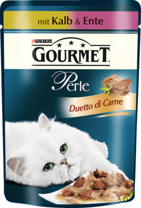 GOURMET Влажный корм Для кошек, Perle Duetto di Carne с Теленком и Ente, 85 г