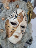 Панно декоративное винтажное "Маска", украшенное текстилем и лентой, 31 х 23 см, Германия, 1960-70гг.
