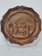 German Wood Винтажное деревянное панно &quot;Швейцария&quot;, ручная работа, 23см, Германия 1950-60гг.