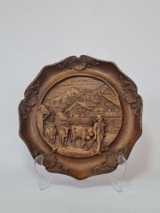 German Wood Винтажное деревянное панно &quot;Швейцария&quot;, ручная работа, 23см, Германия 1950-60гг.