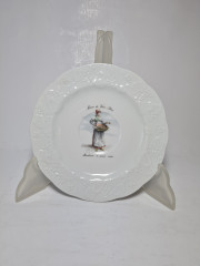 Lierre Lauvage CNP France Две винтажные тарелки с фактурным краем &quot;Продавщица и Продавец на ярмарке в Париже&quot;, Франция, 1960-70гг.