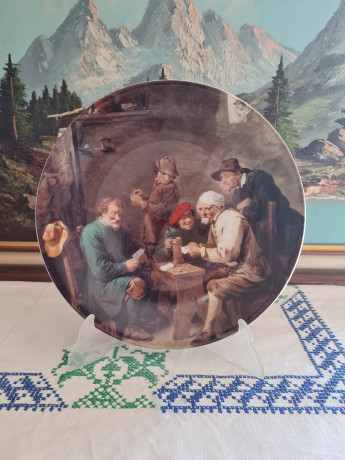 Seltmann Weiden Bavaria Декоративная тарелка "Игра в карты", 27см, Германия, 1960-70гг.