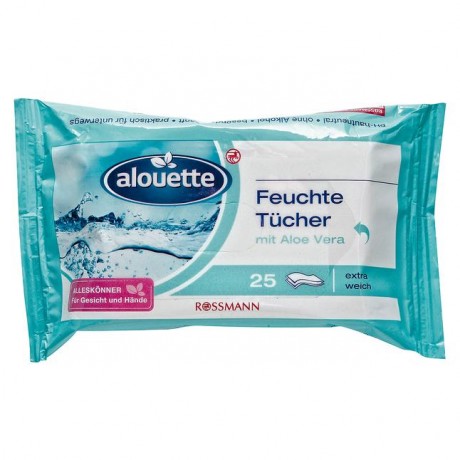 alouette feuchte Tucher Влажные салфетки с алоэ вера 25 шт.