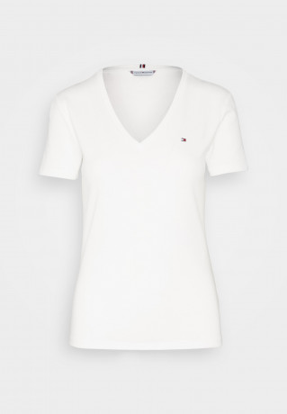 Tommy Hilfiger SLIM CODY NECK Print T-shirt ecru SLIM CODY NECK Футболка с принтом экрю