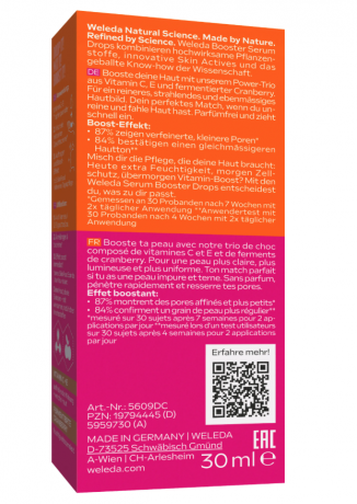 WELEDA Pore Refining Serum Drops, Сыворотка-капли c с витаминами С, Е и ферментированной клюквой для сужения пор для проблемной кожи, 30мл