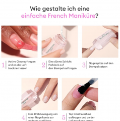 Manucurist French Manikure Active Set of 4st: Glow Raspberry, Green Nagellack Creme, Mani Stamper, Green Gel-Top Coat, Набор для французского маникюра Manucurist French Manicure Set, 4 предмета, Active Glow + крем-лак для френча + топ + штамп, натуральны