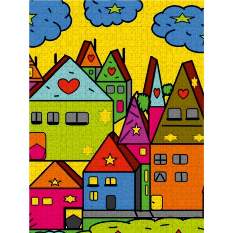 CALVENDO Puzzle CALVENDO Puzzle Dorf Popart Пазл CALVENDO пазл деревня поп-арт