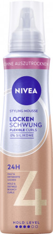 NIVEA Flexible Curls Styling Mousse, 150 ml, Нивеа Мусс для кудрявых волос, пантенол и витамин B3, упругие локоны, фиксация до 24ч, 150 мл