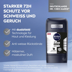 NIVEA MEN Black &amp; White Invisible Original Anti-Transpirant Stick, 50 ml, Нивеа Мужской антиперспирант стик, невидимый, защита одежды от пятен, 72ч защита, 50 мл