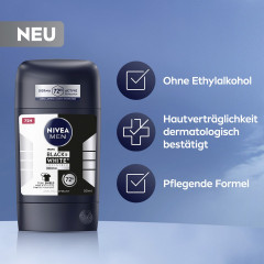 NIVEA MEN Black &amp; White Invisible Original Anti-Transpirant Stick, 50 ml, Нивеа Мужской антиперспирант стик, невидимый, защита одежды от пятен, 72ч защита, 50 мл