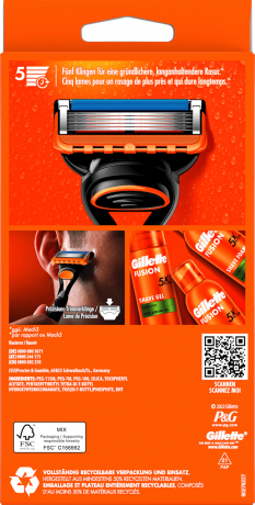 GILLETTE Rasierer, Fusion5, 1 St, Джилетт Набор для бритья Fusion5: станок и 1 сменная кассета, 1 набор