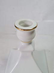 Подсвечник винтажный &quot;Геометрия&quot; Gerold / Florist Design, фарфор, белый/золото, 9 x 11 см, Германия, 1960-1970гг.