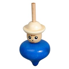 Holzspielzeug Tischkreisel mit Zylinder blau Деревянная игрушка юла с цилиндром синего цвета