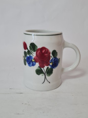 Кружка пивная винтажная Lilien Porzellan Austria с яркими цветами, ручная роспись, фарфор, 11.5 см, Австрия, 1960-70гг.