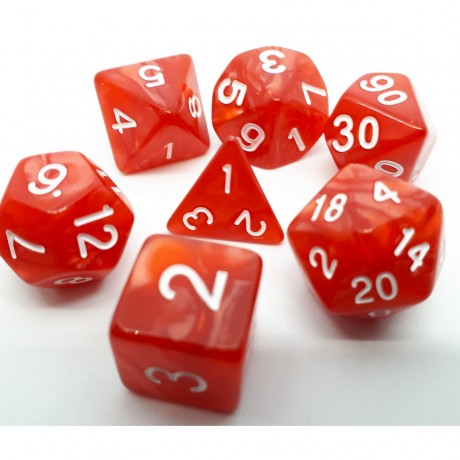 dice4friends 7-tlg. RPG Wurfelset Pearl: Red\/White 7 шт. RPG Dice Set Жемчуг: красный/белый