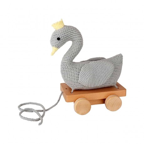 SindiBaba® Nachziehspielzeug Schwan BIANCA gehakelt mit Rassel Игрушка лебедь БЬЯНКА вязаная крючком с погремушкой