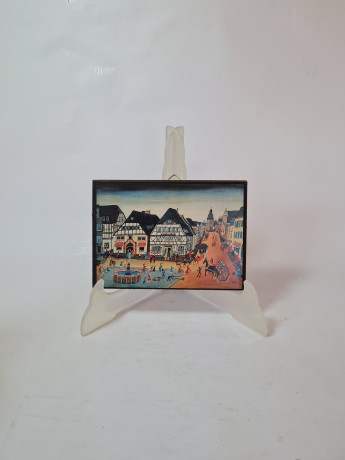 Набор картин в деревянной раме, 3 картины, 15,5см х 11см, Германия, 1970-80гг.