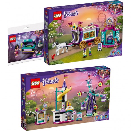 Friends 3er Set: 30414 Emmas Zaubertruhe - Polybag + 41688 Magischer Wohnwagen + 41689 Magisches Riesenrad mit Rutsche, ЛЕГО Волшебная шкатулка Эммы+Волшебный караван+Волшебное колесо обозрения и горка
