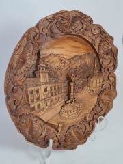 German Wood Винтажное деревянное панно &quot;Бад-Райхенхалль&quot;, ручная работа, 23см, Германия 1950-60гг.