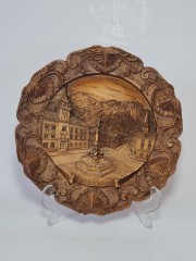 German Wood Винтажное деревянное панно &quot;Бад-Райхенхалль&quot;, ручная работа, 23см, Германия 1950-60гг.