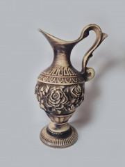 Ваза-кувшин винтажная большая с фактурным узором и рисунком роз, керамика, 33 x 18см, Германия, 1960-70гг.