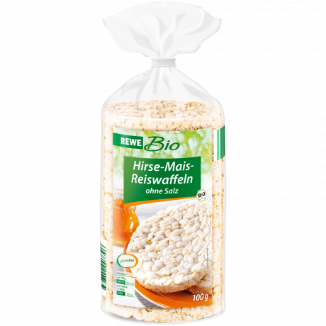 REWE Bio Hirse-Mais-Reiswafeln ohne Salz Рисовые хлебцы без соли 100г