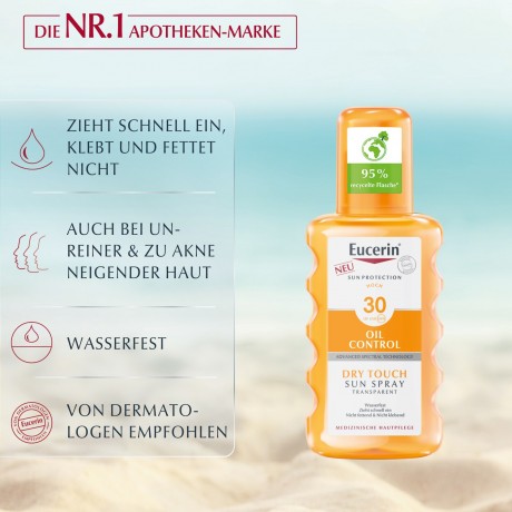 Eucerin Sun Oil Control Body Transp.Spray LSF 30 Прозрачный спрей для тела Sun Oil Control SPF 30