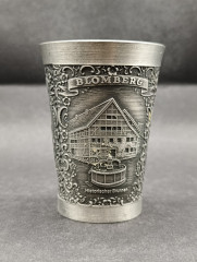 Набор бокал и рюмки винтажные Staufen Zinn, Essingen &quot;Бломберг&quot;, ручная работа, олово, 8.5 и 6.5 см, Германия, 1970-80гг.