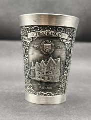 Набор бокал и рюмки винтажные Staufen Zinn, Essingen &quot;Бломберг&quot;, ручная работа, олово, 8.5 и 6.5 см, Германия, 1970-80гг.