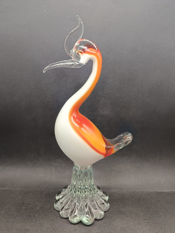 Статуэтка винтажная Im Stil Murano "Райская птица", хрустальное стекло, 30.5 х 15 см, Германия, 1970-80гг.