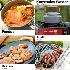 Mucola Mucola Gaskocher Campingkocher mit Koffer Gaskocher Herd Kartuschenkocher Gasherd, Piezozundung  Газовая плита Мукола, походная печь с корпусом, газовая плта, картриджная плита, газовая плита, пьезоподжиг