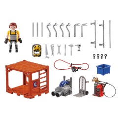 PLAYMOBIL 2er Set: 70771 LKW mit Anhanger + 70774 Containerfertigung Набор из 2 предметов: 70771 Грузовик с прицепом + 70774 Производство контейнеров