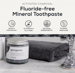 Georganics Mineral Toothpaste Activated Charcoal, 60 ml Зубная паста  с активированным углем, отбеливающая, без фтора, без SLS, с кокосовым маслом, натуральная, 60 мл