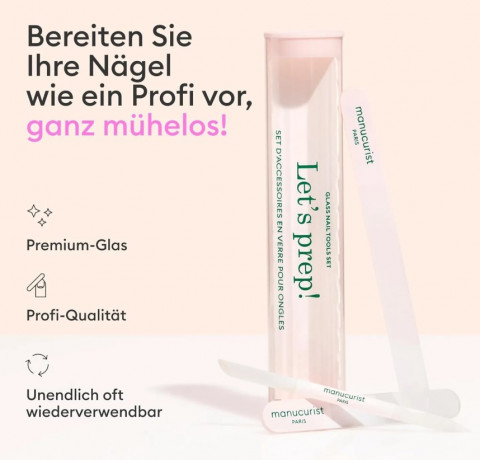 Набор для маникюра Manucurist 3 в 1: стеклянная пилка, баф и пушер для кутикулы, профессиональные инструменты для ногтей, подготовка ногтей