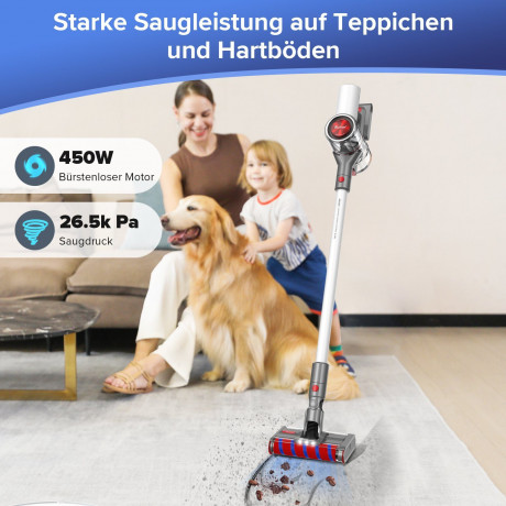 redroad redroad Akku-Stielstaubsauger 17, 450,00 W, Beutellos, Akku Staubsauger 26.5Kpa, 60 Mins,Mit LED Licht  Беспроводной пылесос Redroad 17, 450,00 Вт, без мешка, беспроводной пылесос 26,5 кПа, 60 минут, со светодиодной подсветкой