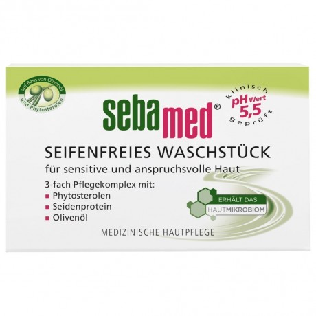 sebamed Seifenfreies Waschstuck mit Olive  Очищающее мыло без мыла с оливкой