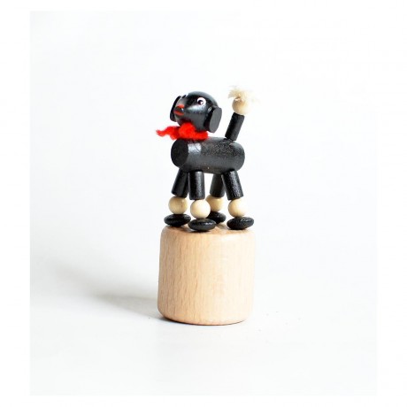 Holzspielzeug Wackelfigur Pudel schwarz Деревянная игрушка кивающий пудель черный