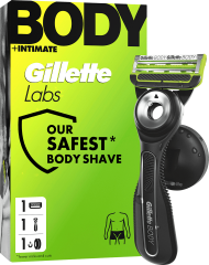 GILLETTE Rasierer, Labs Body & Intimate, 1 St, Джилетт Набор для бритья Labs Body & Intimate: станок, 1 сменная кассета и магнитный держатель, 1 набор