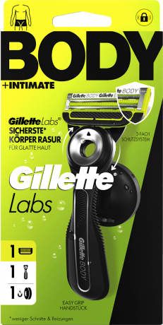 GILLETTE Rasierer, Labs Body & Intimate, 1 St, Джилетт Набор для бритья Labs Body & Intimate: станок, 1 сменная кассета и магнитный держатель, 1 набор