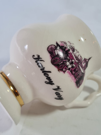 Чашки винтажные Carlsbad с видами Карловых Вар, фарфор, 2 шт., 6 x 6 см, Чехия, 1960-70гг.