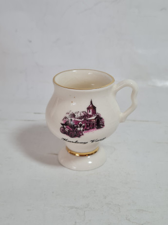 Чашки винтажные Carlsbad с видами Карловых Вар, фарфор, 2 шт., 6 x 6 см, Чехия, 1960-70гг.