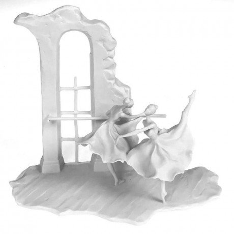 Hutschenreuther Hutschenreuther Kunstfigur im Ubungssaal - weiss matt h: 18 cm / b: 21 cm Художественная фигура Hutschenreuther в тренировочном зале - матовый белый В: 18 см / Ш: 21 см